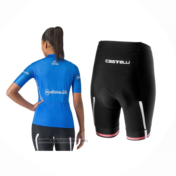 2024 Maillot Cyclisme Femme Giro d'Italia Bleu Manches Courtes Et Cuissard